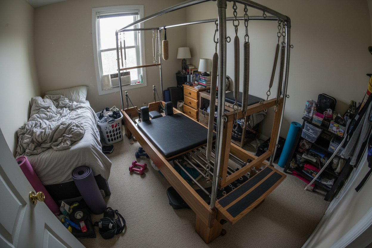 huge and bulky Traditional reformer in the small room